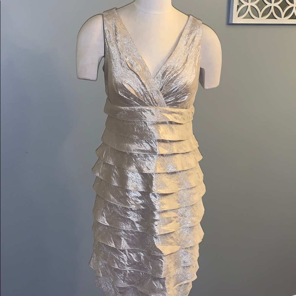 Woman’s gold Cache tiered dress